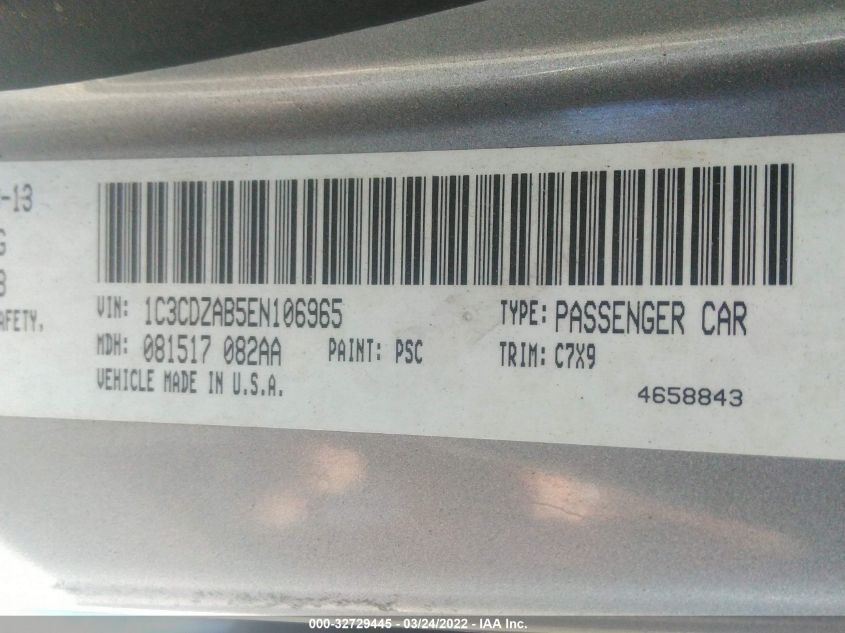 2014 DODGE AVENGER SE 1C3CDZAB5EN106965
