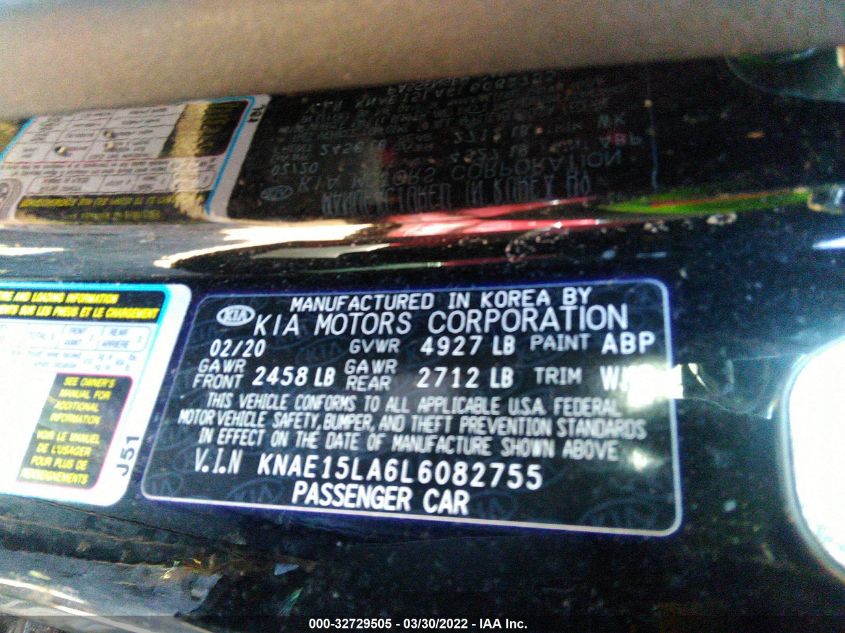 2020 KIA STINGER GT-LINE KNAE15LA6L6082755