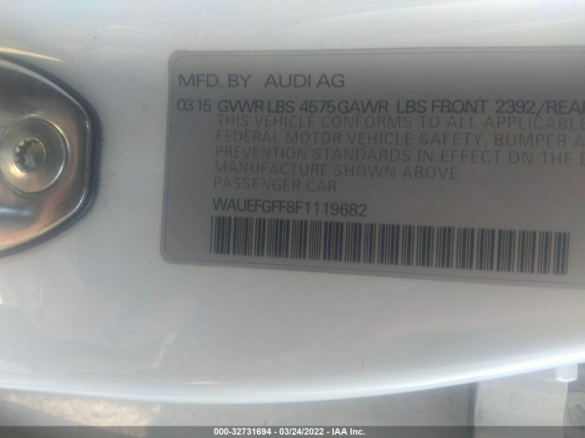 2015 AUDI A3 2.0T PREMIUM PLUS WAUEFGFF8F1119682