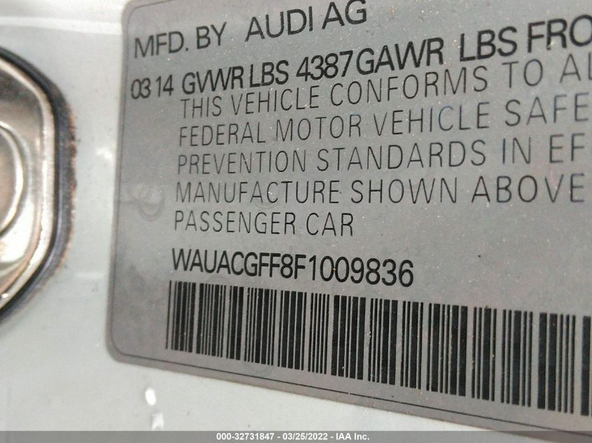 2015 AUDI A3 1.8T PREMIUM WAUACGFF8F1009836