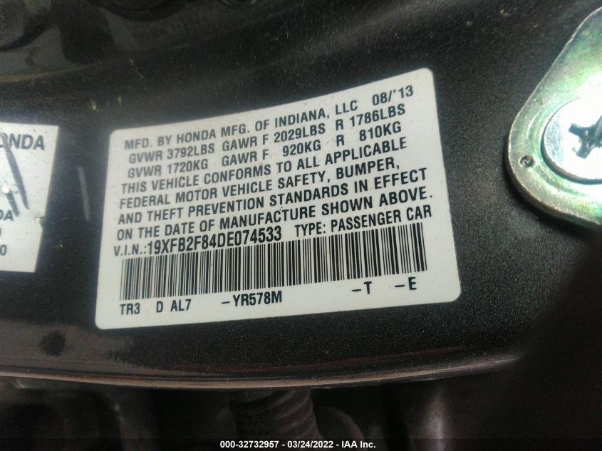 2013 HONDA CIVIC SDN EX 19XFB2F84DE074533