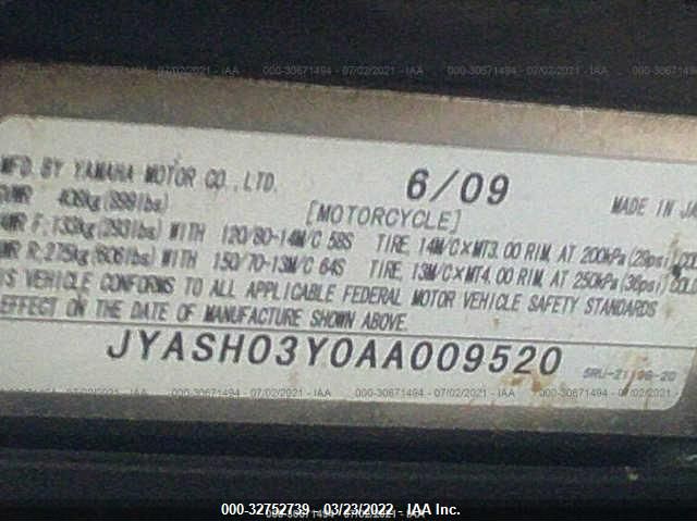 2010 YAMAHA YP400 JYASH03Y0AA009520