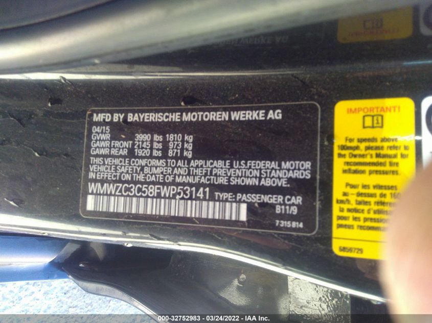 2015 MINI COOPER COUNTRYMAN S WMWZC3C58FWP53141