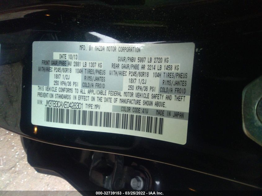 2014 MAZDA CX-9 TOURING JM3TB3CAXE0428301
