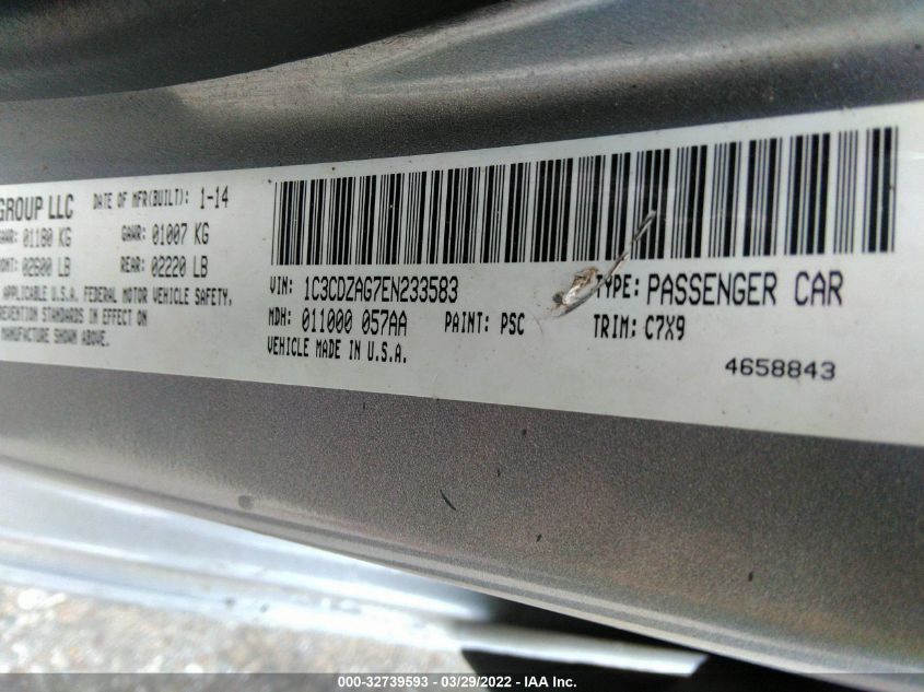 2014 DODGE AVENGER SE 1C3CDZAG7EN233583