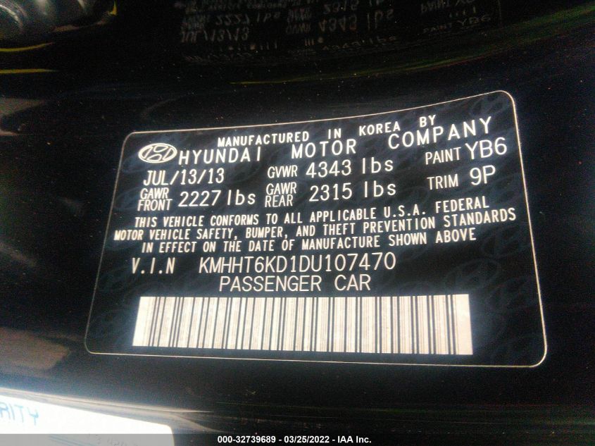 2013 HYUNDAI GENESIS COUPE 2.0T KMHHT6KD1DU107470