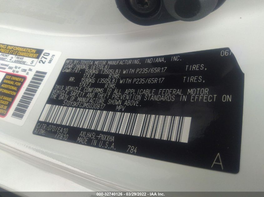 2021 TOYOTA SIENNA XLE 5TDYSKFC3MS030817