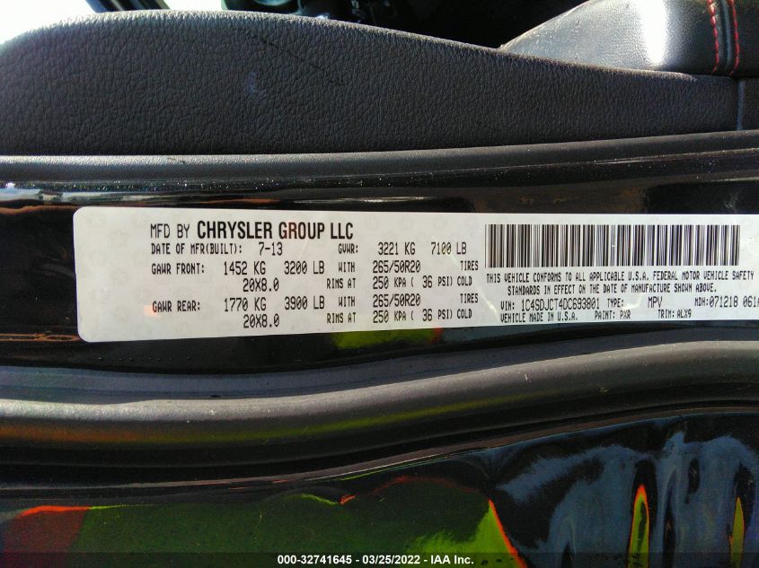 2013 DODGE DURANGO R/T 1C4SDJCT4DC693801