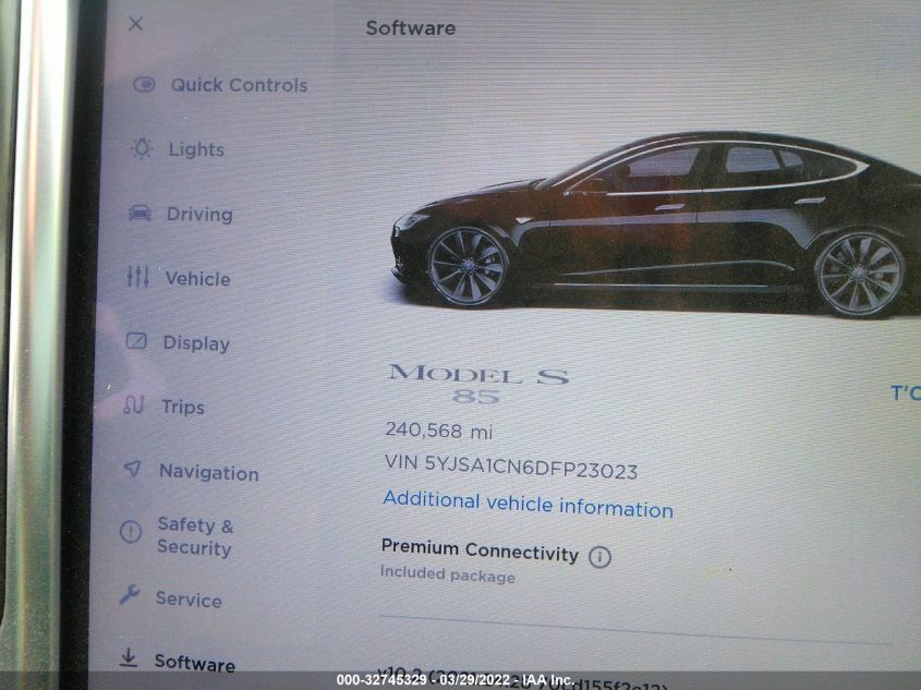 2013 TESLA MODEL S 5YJSA1CN6DFP23023