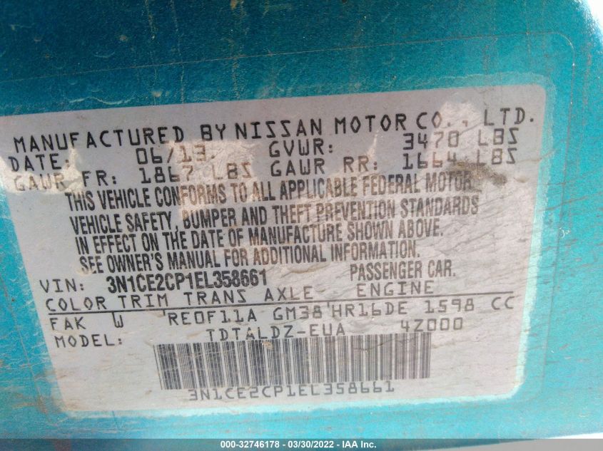 2014 NISSAN VERSA NOTE SV 3N1CE2CP1EL358661