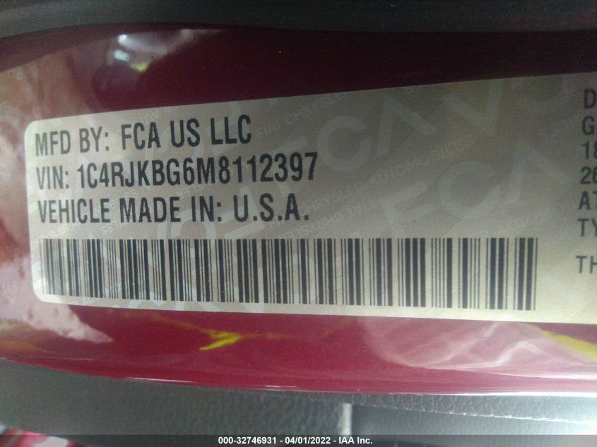 2021 JEEP GRAND CHEROKEE L LIMITED 1C4RJKBG6M8112397