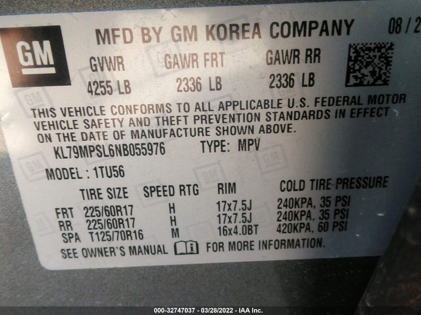 2022 CHEVROLET TRAILBLAZER LT KL79MPSL6NB055976