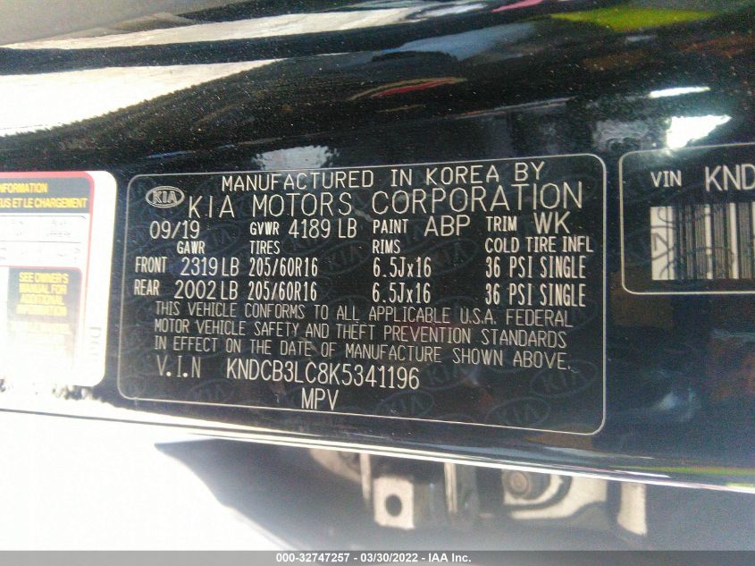 2019 KIA NIRO LX KNDCB3LC8K5341196