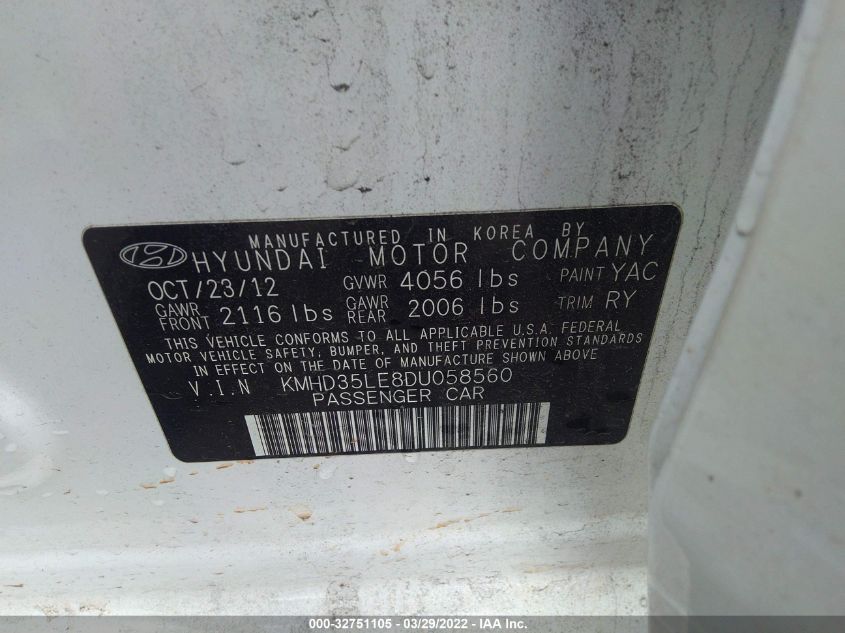 2013 HYUNDAI ELANTRA GT KMHD35LE8DU058560