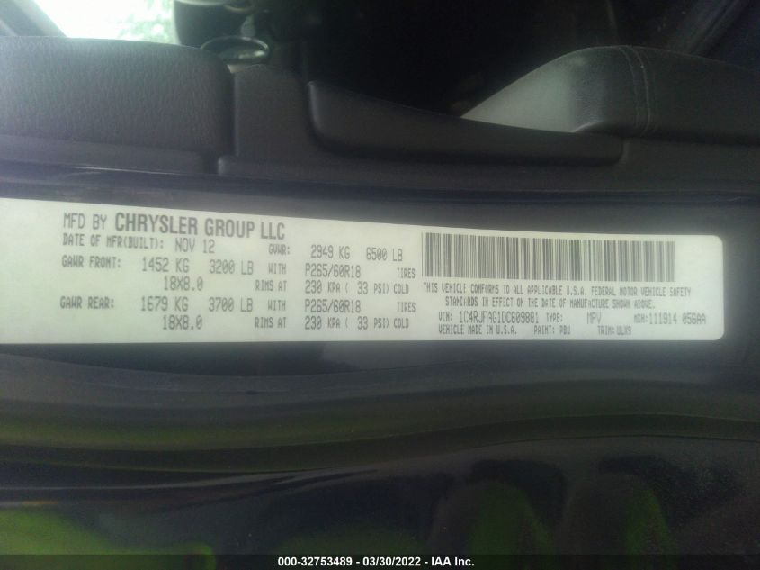 2013 JEEP GRAND CHEROKEE LAREDO 1C4RJFAG1DC609881