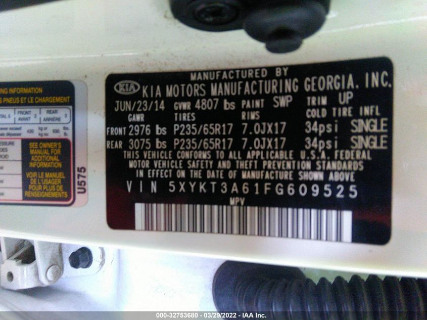 2015 KIA SORENTO LX 5XYKT3A61FG609525