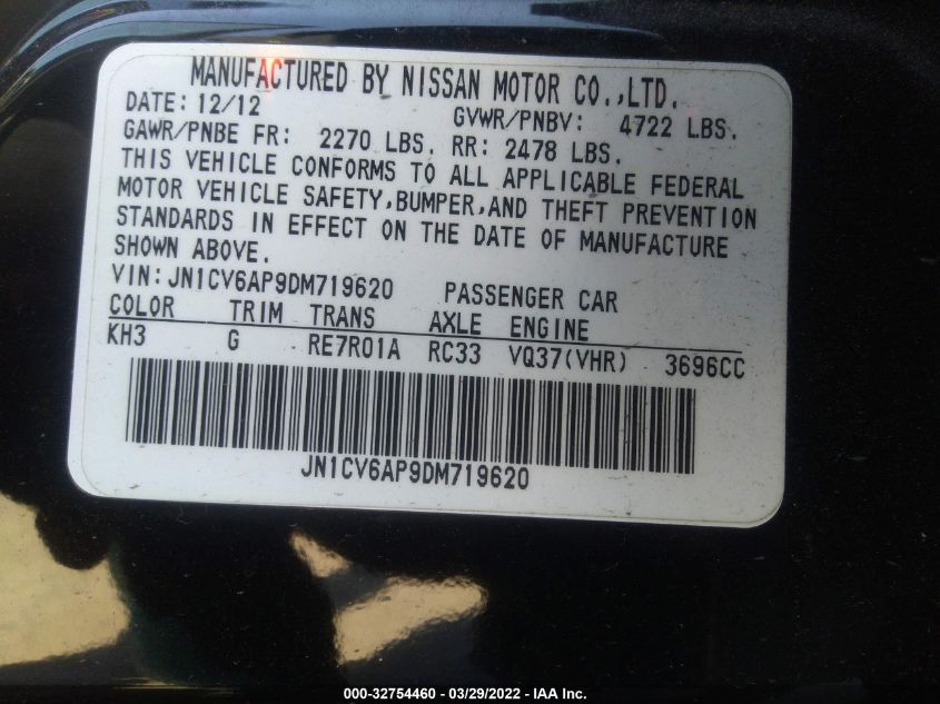 2013 INFINITI G37 SEDAN JOURNEY JN1CV6AP9DM719620
