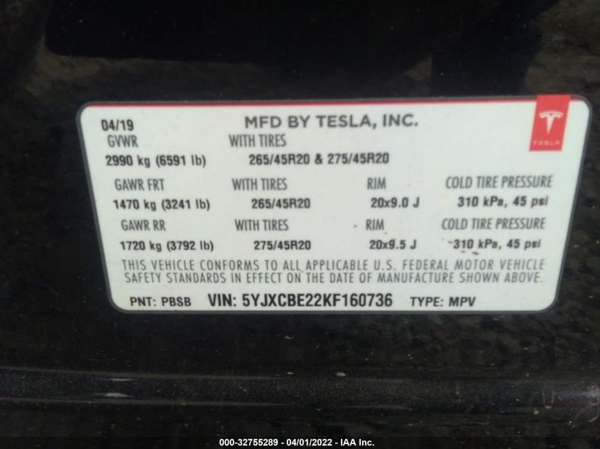 5YJXCBE22KF160736 Tesla Model X   9