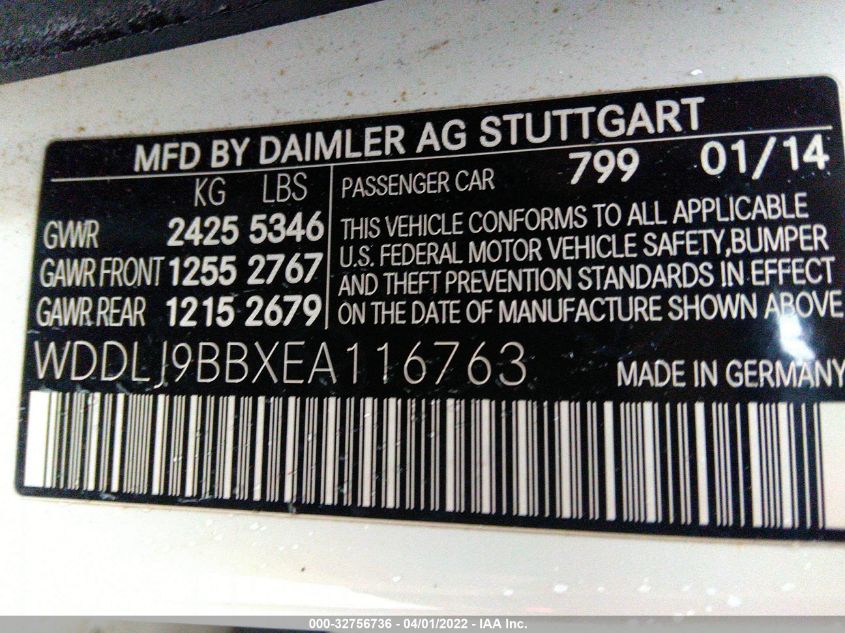 2014 MERCEDES-BENZ CLS-CLASS 550 4MATIC WDDLJ9BBXEA116763