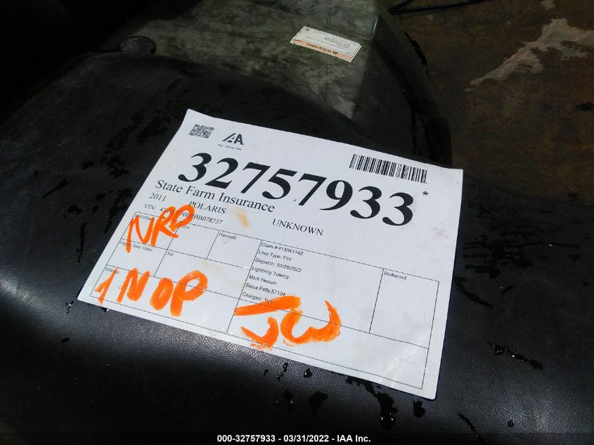 2011 POLARIS SPORTSMAN 800EFI 4XACF76A8BB078237