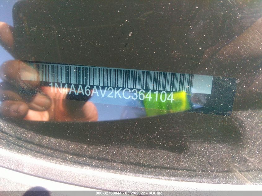 2019 NISSAN MAXIMA SL 1N4AA6AV2KC364104