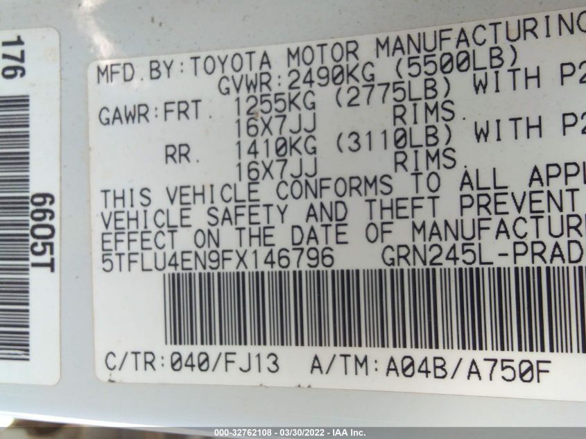 2015 TOYOTA TACOMA TRD PRO 5TFLU4EN9FX146796