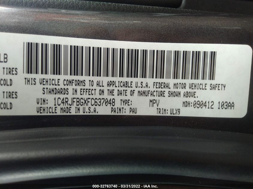 2015 JEEP GRAND CHEROKEE LIMITED 1C4RJFBGXFC637048