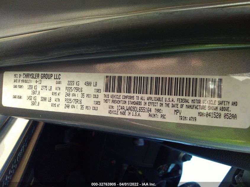 2013 JEEP WRANGLER SPORT 1C4AJWAG9DL655164