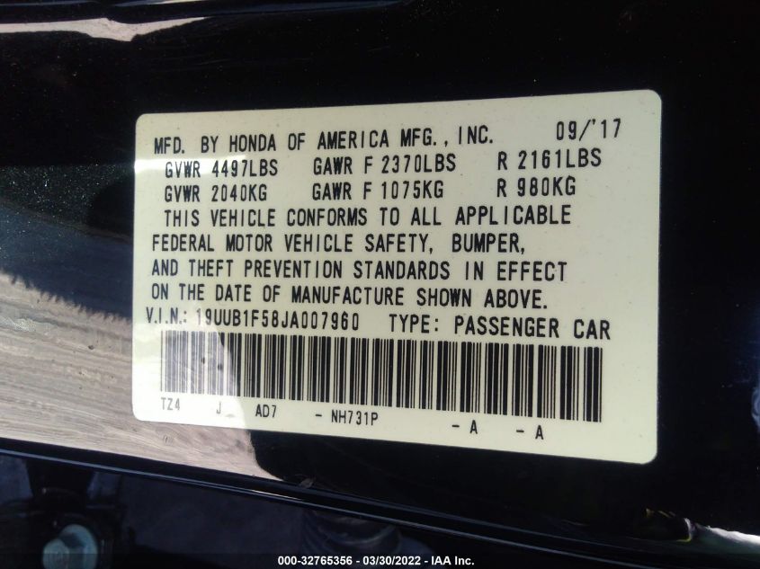 2018 ACURA TLX TECH 19UUB1F58JA007960