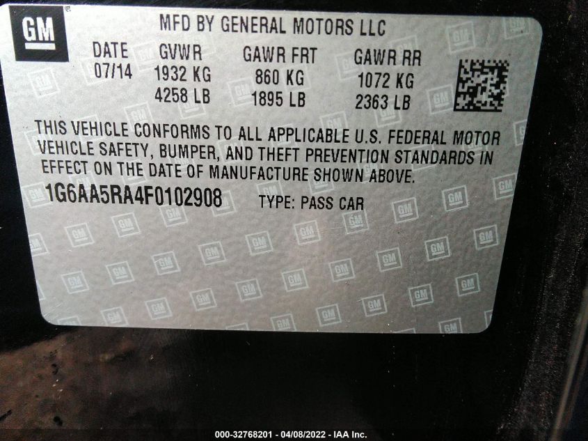 2015 CADILLAC ATS SEDAN 1G6AA5RA4F0102908