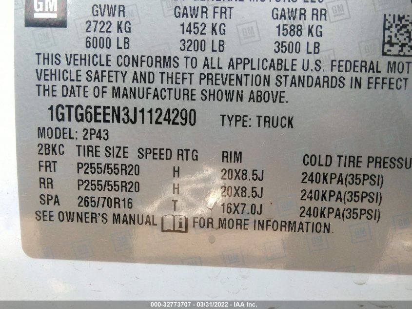 2018 GMC CANYON 4WD DENALI 1GTG6EEN3J1124290