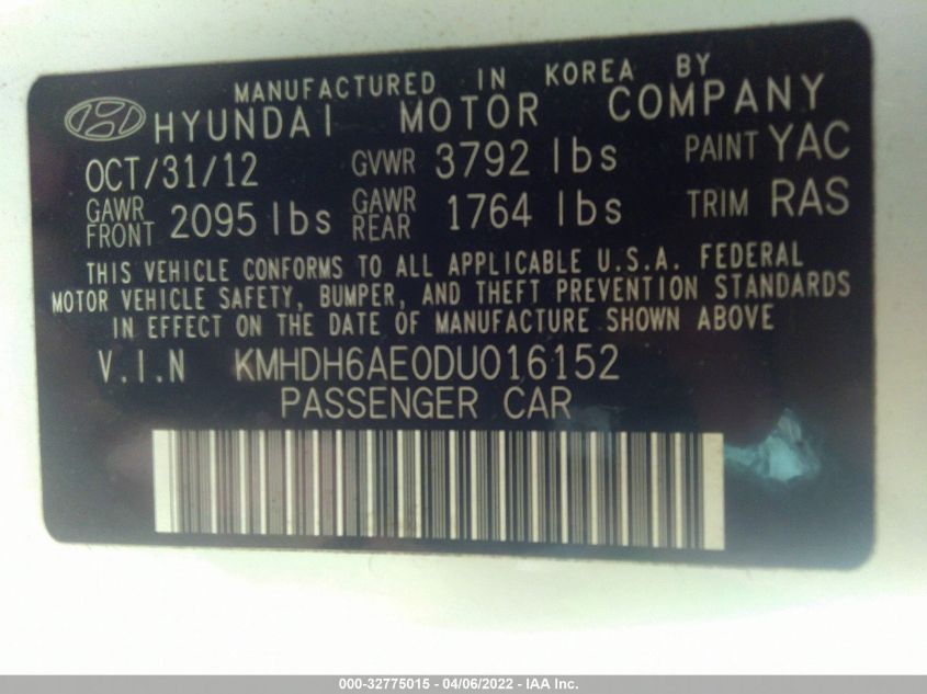 2013 HYUNDAI ELANTRA COUPE GS KMHDH6AE0DU016152