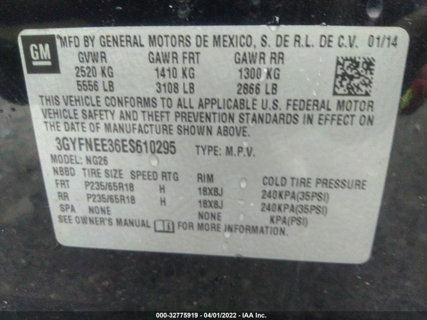 2014 CADILLAC SRX LUXURY COLLECTION 3GYFNEE36ES610295