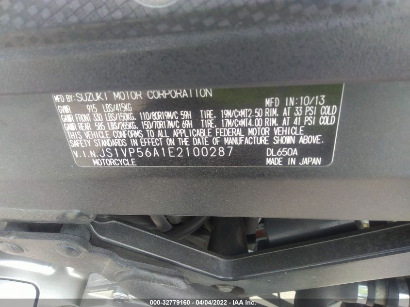 2014 SUZUKI DL650 A JS1VP56A1E2100287