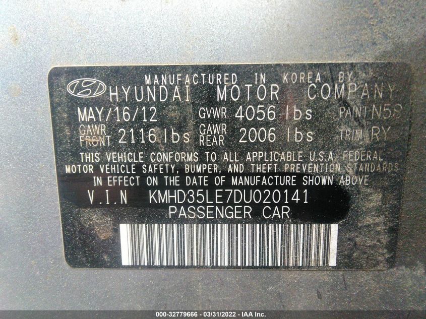 2013 HYUNDAI ELANTRA GT KMHD35LE7DU020141