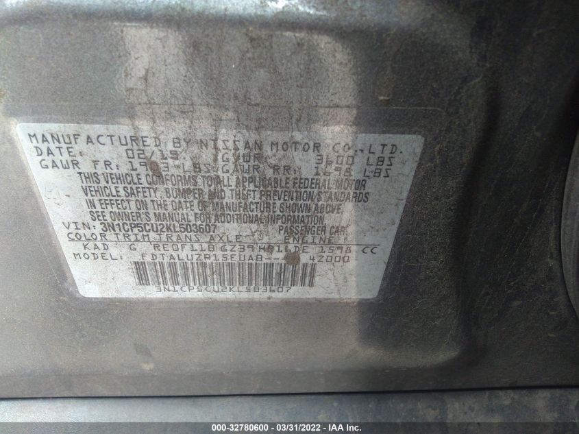 2019 NISSAN KICKS SR 3N1CP5CU2KL503607