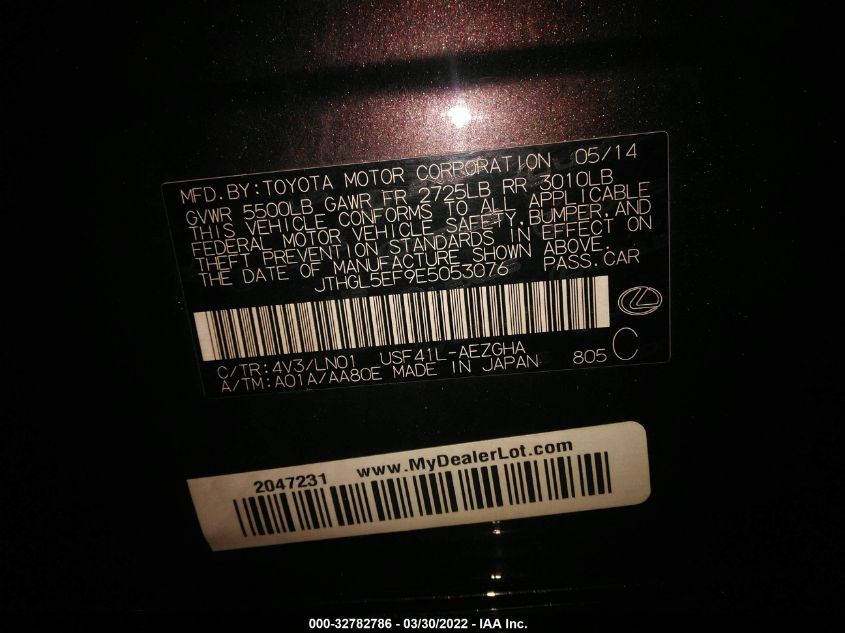2014 LEXUS LS 460 L 00HGL5EF9E5053076