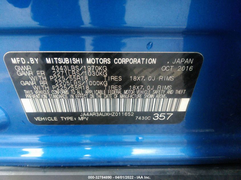2017 MITSUBISHI OUTLANDER SPORT 2.0 JA4AR3AUXHZ011652