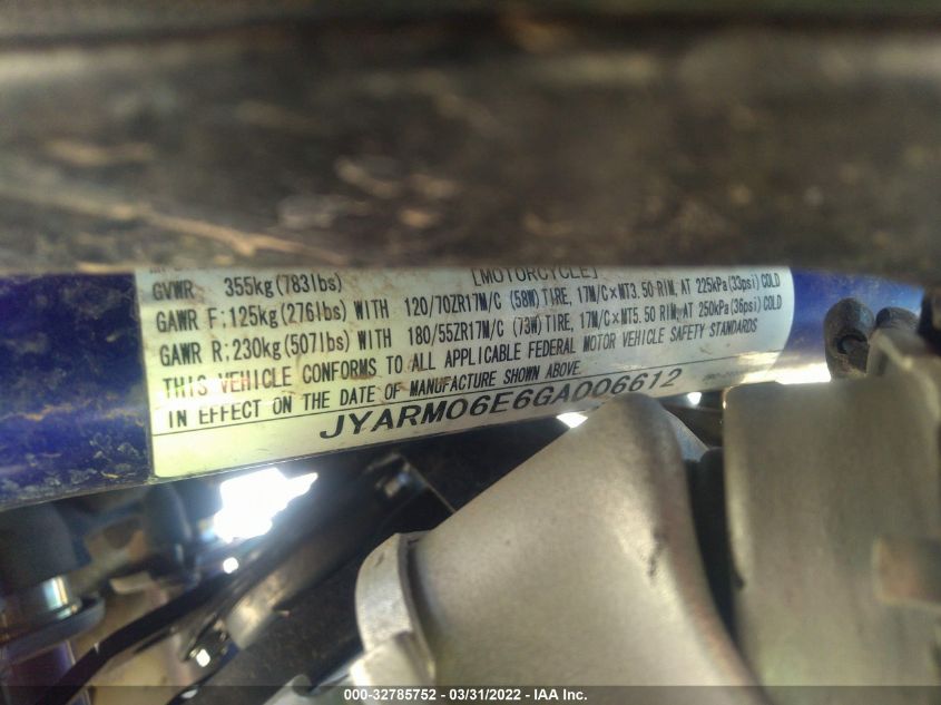 2016 YAMAHA FZ07 JYARM06E6GA006612