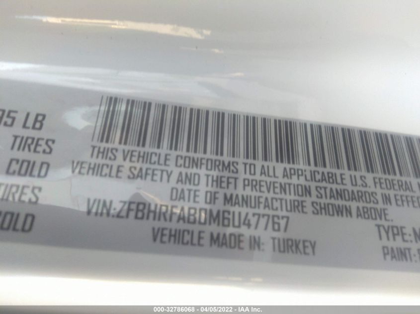2021 RAM PROMASTER CITY TRADESMAN ZFBHRFAB0M6U47767