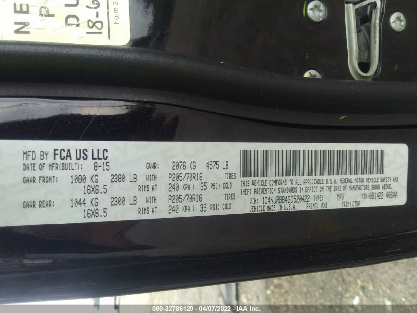 2016 JEEP PATRIOT SPORT 1C4NJRBB4GD520422