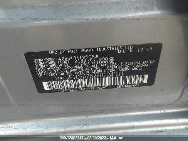 2015 SUBARU IMPREZA WAGON 2.0I SPORT LIMITED JF1GPAZ62F8224331