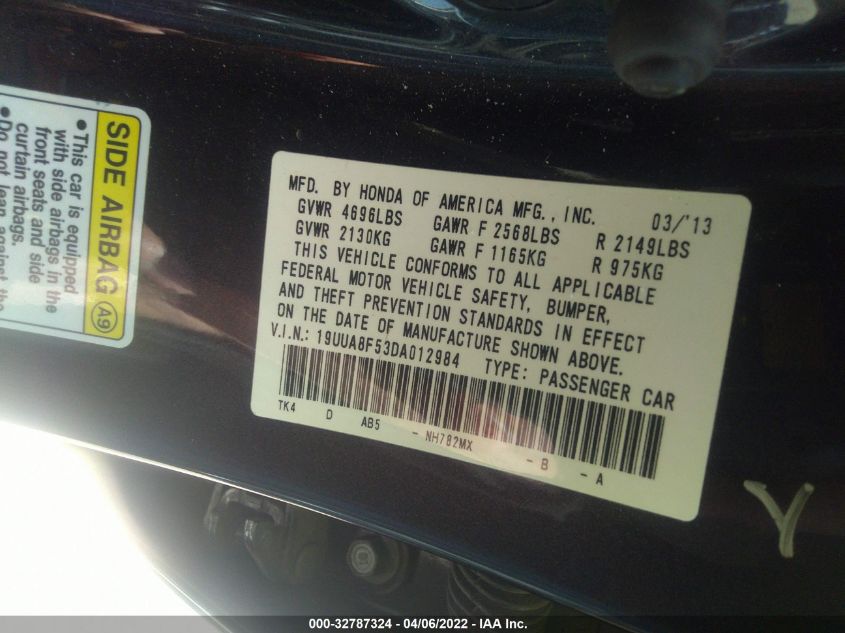 2013 ACURA TL TECH 19UUA8F53DA012984