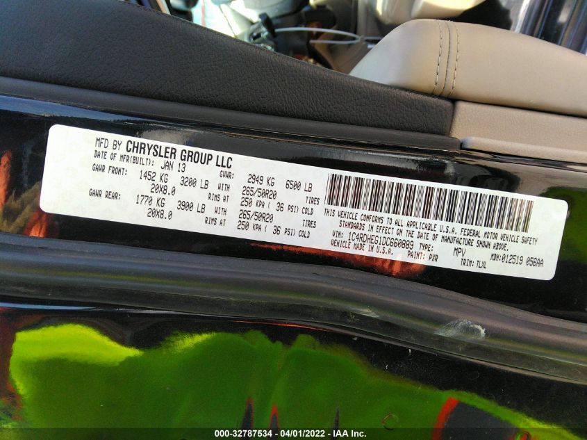 2013 DODGE DURANGO CITADEL 1C4RDHEG1DC660889