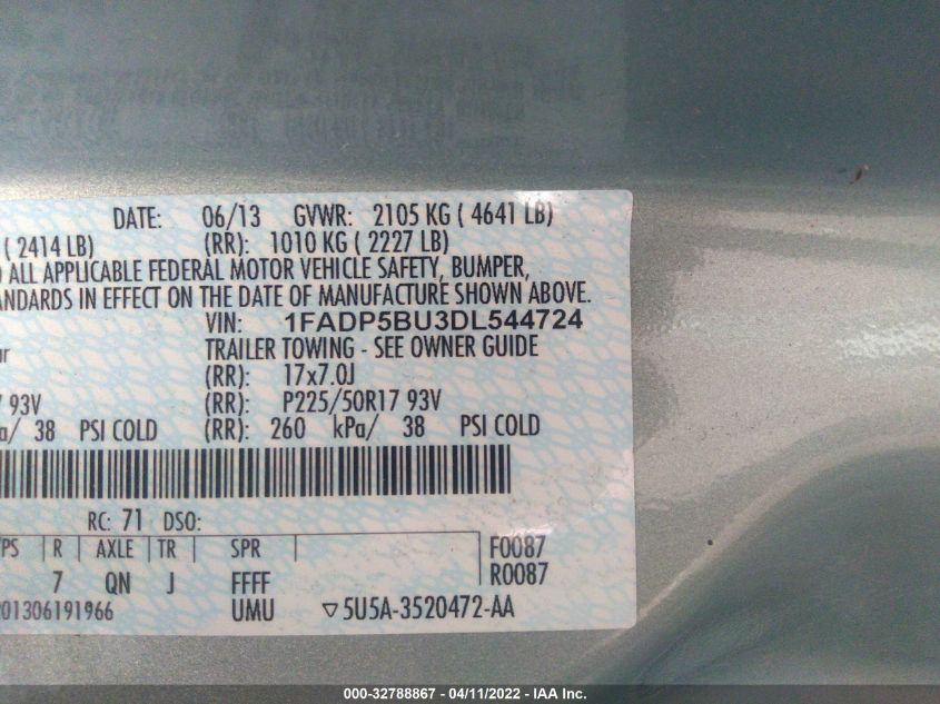 2013 FORD C-MAX HYBRID SEL 1FADP5BU3DL544724