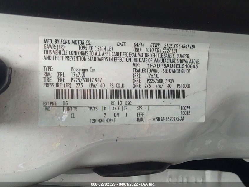 2014 FORD C-MAX HYBRID SE 1FADP5AU1EL510865