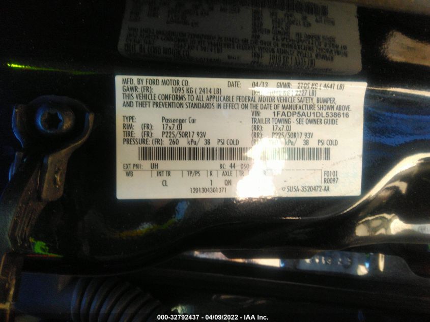 2013 FORD C-MAX HYBRID SE 1FADP5AU1DL538616