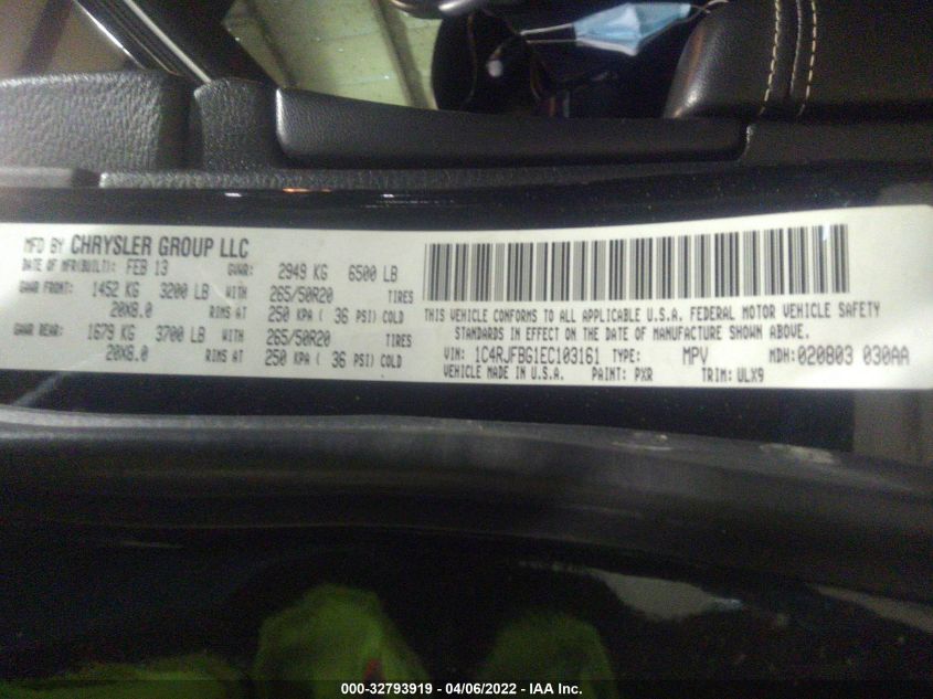 2014 JEEP GRAND CHEROKEE LIMITED 1C4RJFBG1EC103161