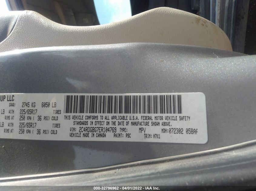 2014 DODGE GRAND CARAVAN AMERICAN VALUE PKG 2C4RDGBG7ER104769