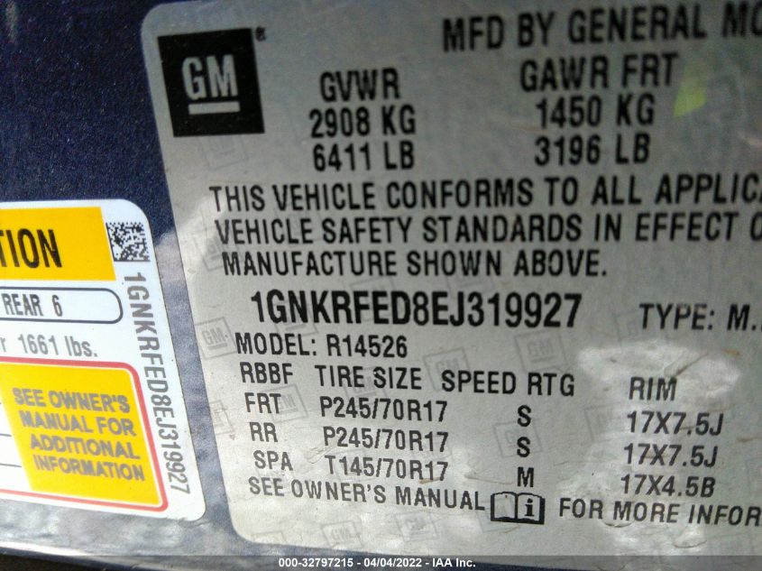 2014 CHEVROLET TRAVERSE LS 1GNKRFED8EJ319927